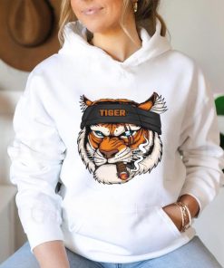 Tiger Head Wearing Bandana While Smoking Shirt
