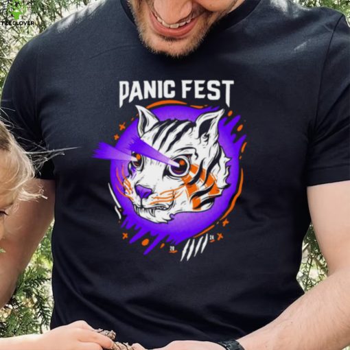 Tiger laser eyes panic fest shirt