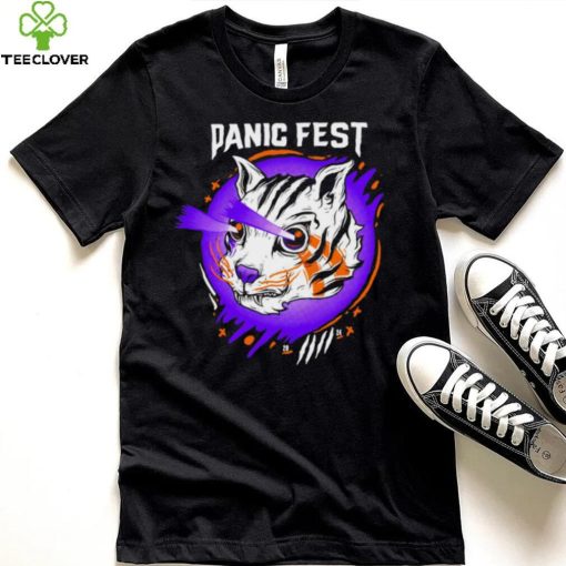 Tiger laser eyes panic fest shirt