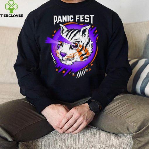 Tiger laser eyes panic fest shirt