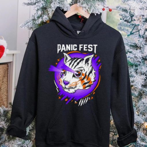 Tiger laser eyes panic fest shirt