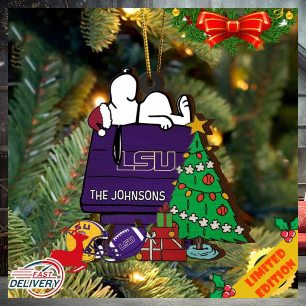 Tigers Snoopy Christmas NCAA Ornament Custom Name Tigers Snoopy Christmas NCAA Ornament Custom Name