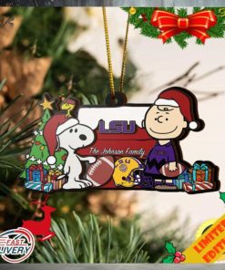 Tigers Snoopy Christmas NCAA Ornament Custom Your Family Name