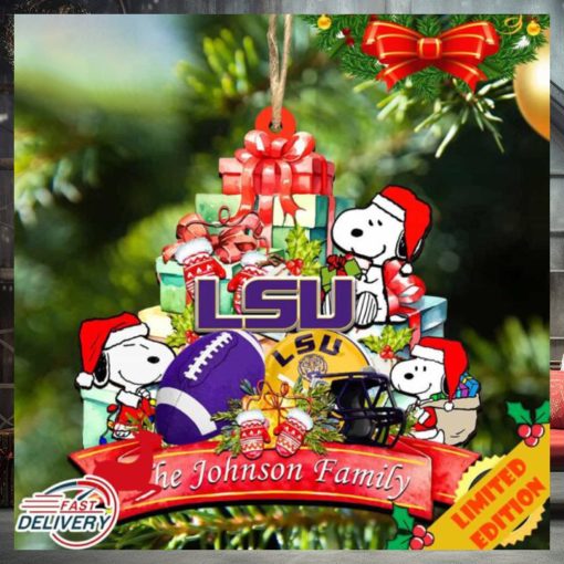 Tigers Snoopy Christmas NCAA Ornament Personalized Your Family Name