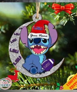Tigers Stitch Christmas Ornament NCAA And Stitch With Moon Ornament