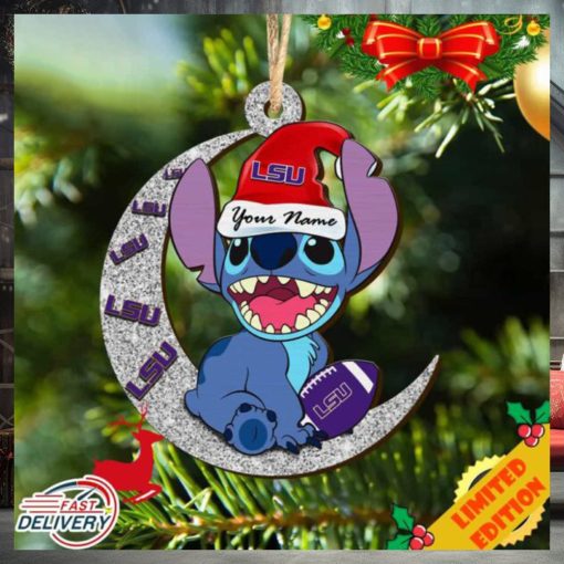 Tigers Stitch Christmas Ornament NCAA And Stitch With Moon Ornament
