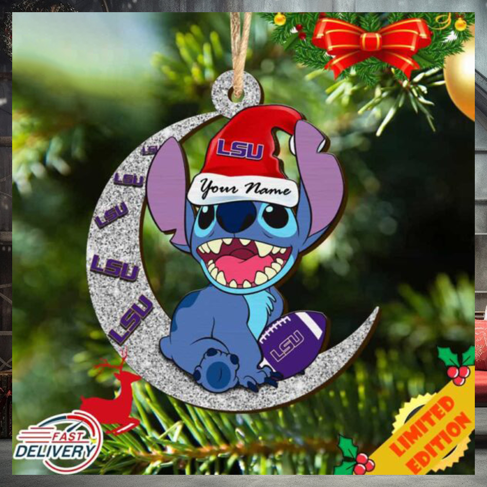 Tigers Stitch Christmas Ornament NCAA And Stitch With Moon Ornament Tigers Stitch Christmas Ornament NCAA And Stitch With Moon Ornament