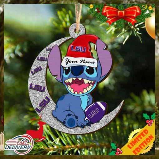 Tigers Stitch Christmas Ornament NCAA And Stitch With Moon Ornament