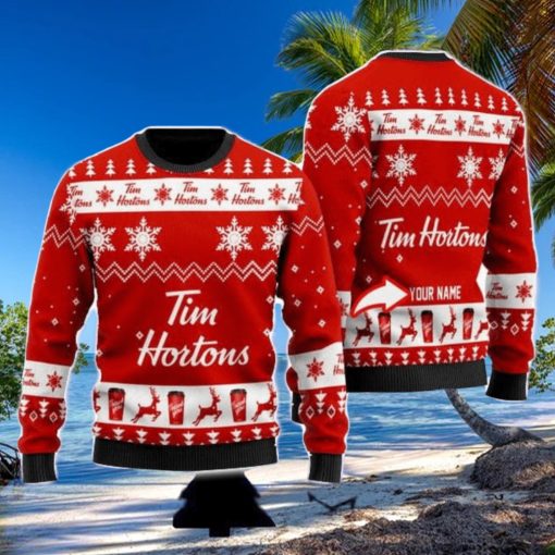 Tim Hortons Personalized Name And Number Ugly Christmas Sweater Christmas Holiday Gift