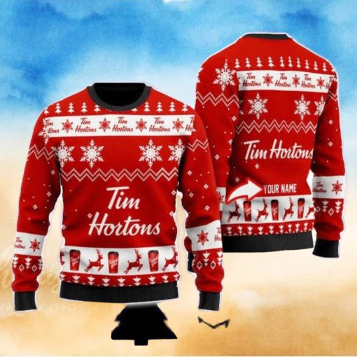 Tim Hortons Personalized Name And Number Ugly Christmas Sweater Christmas Holiday Gift