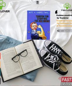 Tim Walz vote 4 Harris Walz tampon Tim stopping the red wave Rosie the Riveter shirt 2 Tim Walz vote 4 Harris Walz tampon Tim stopping the red wave Rosie the Riveter shirt