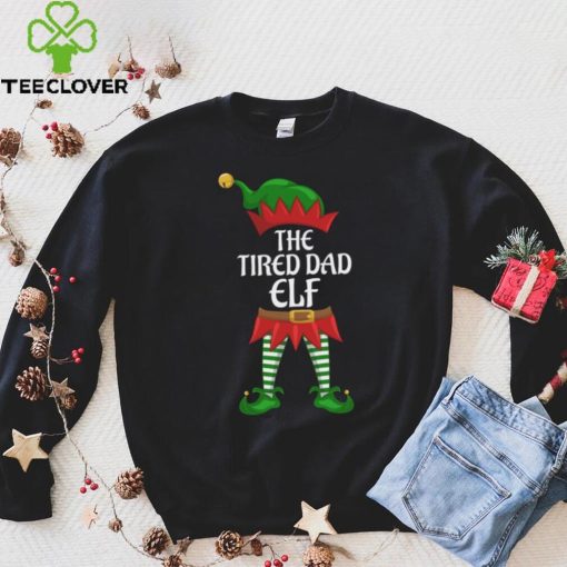 Tired Dad Elf Family Matching Group Christmas Party T Shirt