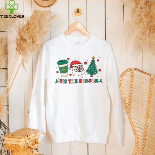 Tis The Season Groovy Christmas Hippie Santa Hot Coffee Shirt