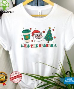 Tis The Season Groovy Christmas Hippie Santa Hot Coffee Shirt