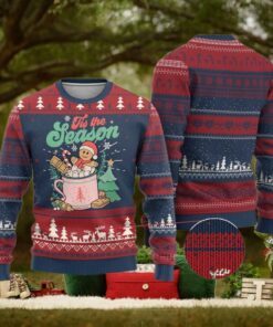 Tis The Season Xmas Ugly Christmas Sweater Groovy Retro Gingerbread Hot Cocoa