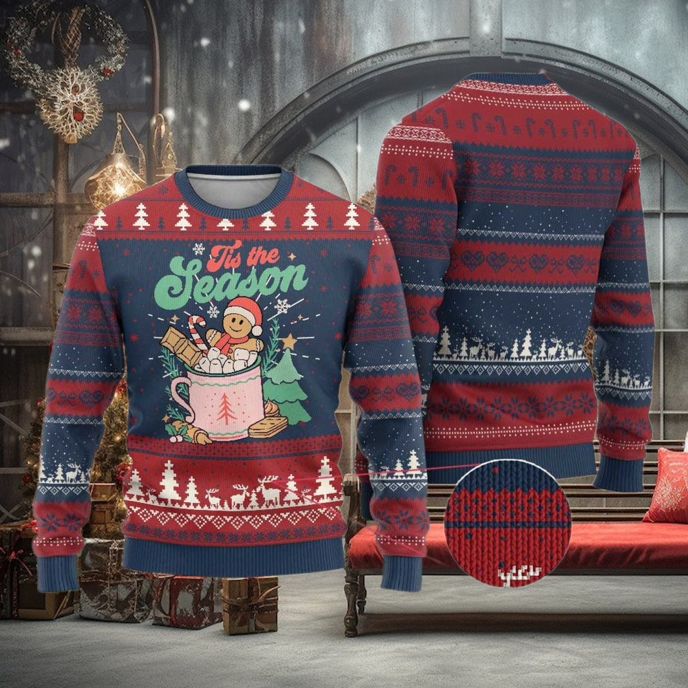 Tis The Season Xmas Ugly Christmas Sweater Groovy Retro Gingerbread Hot Cocoa Tis The Season Xmas Ugly Christmas Sweater Groovy Retro Gingerbread Hot Cocoa