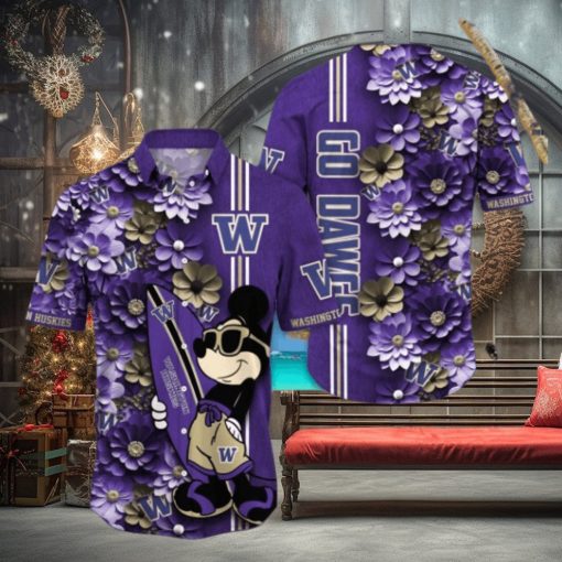 Washington Huskies Hawaiian Shirt Mickey Love Surfing Trending Summer Gift
