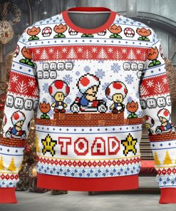 Toad Super Mario Bros Ugly Christmas Sweater 1 Toad Super Mario Bros Ugly Christmas Sweater