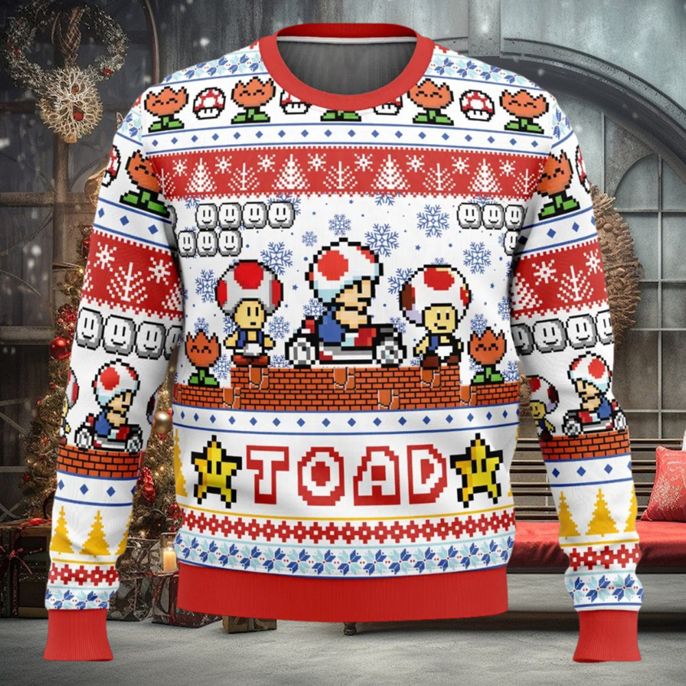 Toad Super Mario Bros Ugly Christmas Sweater Toad Super Mario Bros Ugly Christmas Sweater