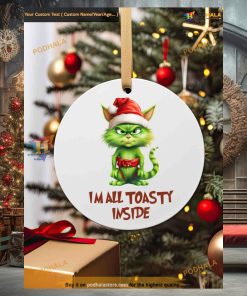 Toasty Grinch Cat Christmas Bauble, Funny Grinch Christmas Tree Decorations