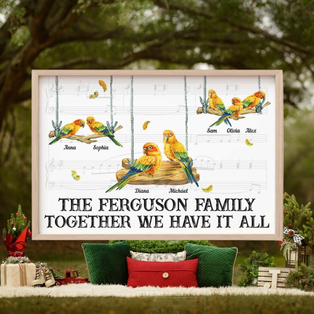 Together We Have It All, Parrot Bird Family Personalized Canvas Poster, Gift For Family Together We Have It All, Parrot Bird Family Personalized Canvas Poster, Gift For Family