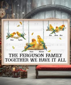 Together We Have It All, Parrot Bird Family Personalized Canvas Poster, Gift For Family