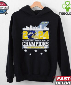 Toledo Rockets Gameabove Sports Bowl 2024 Champions Skyline Shirt, featuring celebratory graphics with the Toledo Rockets' victory in the Gameabove Sports Bowl and a skyline design. Perfect for fans proudly supporting the 2024 champions.