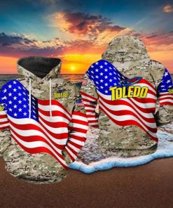 Toledo Rockets NCAA US Flag Camo Veteran 3D Printed Hoodie