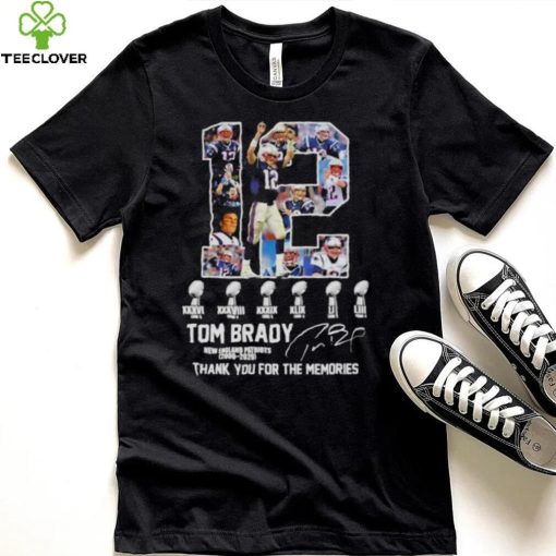 Tom Brady New England Patriots 2000 2020 6x Super Bowl thank you for the memories signature shirt