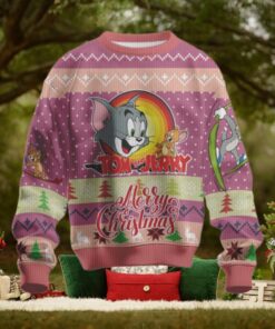 Tom and Jerry Classic Ski Chase Ugly Christmas Sweater