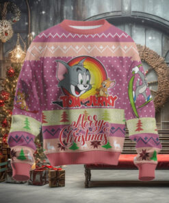 Tom and Jerry Classic Ski Chase Ugly Christmas Sweater