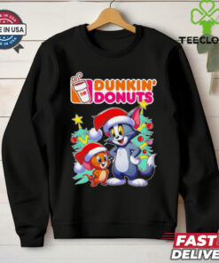 Tom and Jerry Santa hat Dunkin’ Donuts Merry Christmas shirt
