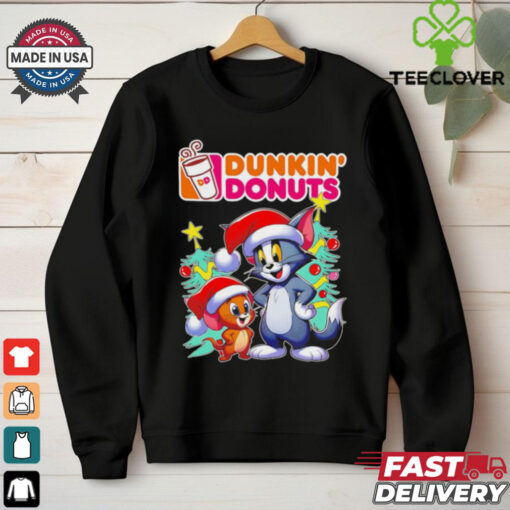 Tom and Jerry Santa hat Dunkin’ Donuts Merry Christmas shirt