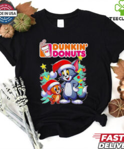 Tom and Jerry Santa hat Dunkin’ Donuts Merry Christmas shirt