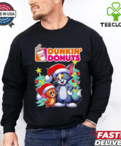 Tom and Jerry Santa hat Dunkin’ Donuts Merry Christmas shirt