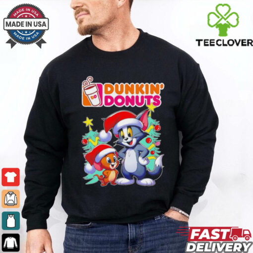 Tom and Jerry Santa hat Dunkin’ Donuts Merry Christmas shirt
