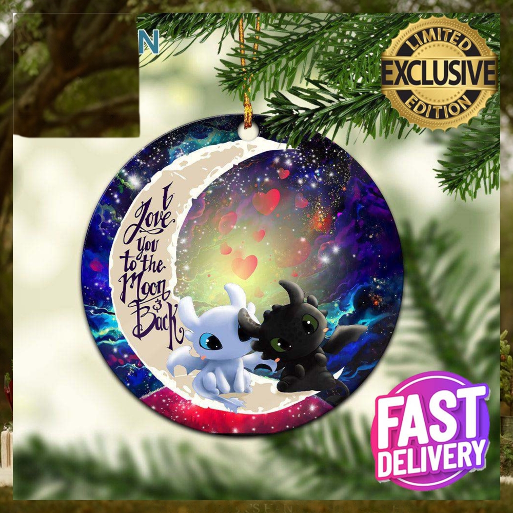 Toothless Light Fury Night Fury Love You To The Moon And Back Personalized 2023 Holiday Merry Christmas Decorations Ornament Toothless Light Fury Night Fury Love You To The Moon And Back Personalized 2023 Holiday Merry Christmas Decorations Ornament