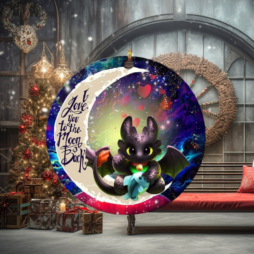 Toothless With Fish Love You To The Moon And Back Personalized 2023 Holiday Merry Christmas Decorations Ornament Toothless With Fish Love You To The Moon And Back Personalized 2023 Holiday Merry Christmas Decorations Ornament