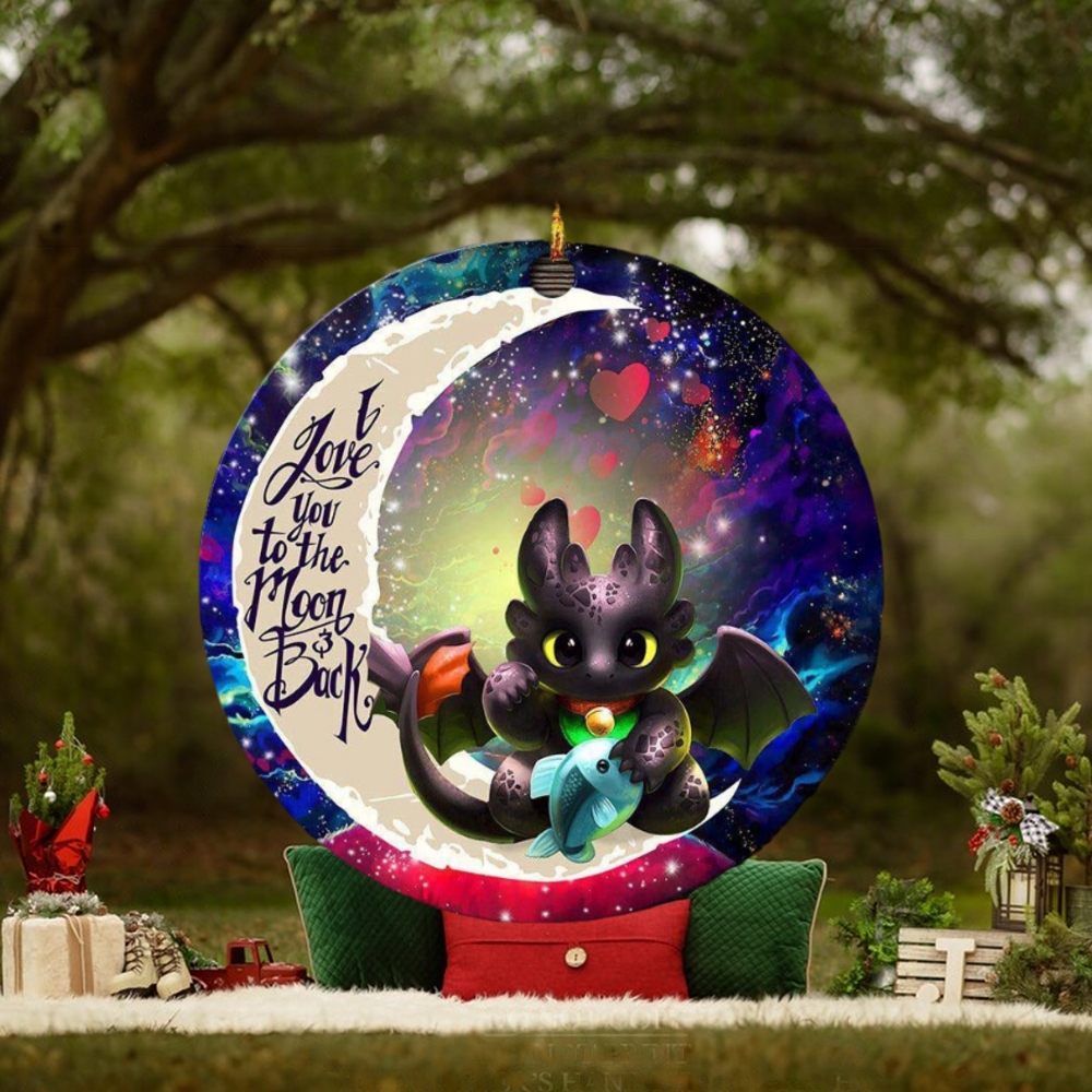 Toothless With Fish Love You To The Moon And Back Personalized 2023 Holiday Merry Christmas Decorations Ornament Toothless With Fish Love You To The Moon And Back Personalized 2023 Holiday Merry Christmas Decorations Ornament