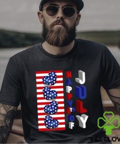 Top 4th Of July 3D Art Happy 4th Of July American Flag Hearts T Shirt