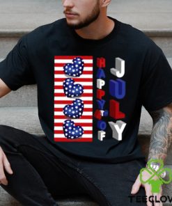 Top 4th Of July 3D Art Happy 4th Of July American Flag Hearts T Shirt