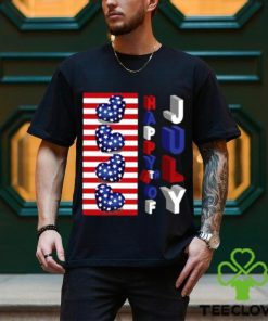 Top 4th Of July 3D Art Happy 4th Of July American Flag Hearts T Shirt