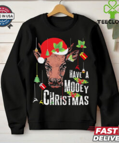 Top Cow Have A Mooey Christmas T-shirt festive and humorous holiday design