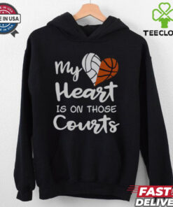 Top My Heart Is On Those Courts Volleyball Basketball T Shirt