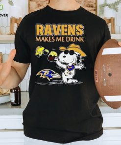 Top Snoopy And Woodstock Baltimore Ravens Makes Me Drink Beer Shirt