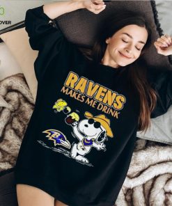 Top Snoopy And Woodstock Baltimore Ravens Makes Me Drink Beer Shirt