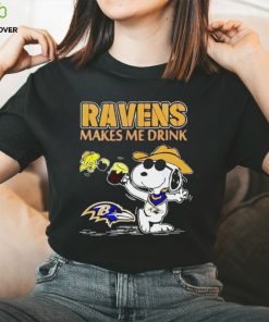 Top Snoopy And Woodstock Baltimore Ravens Makes Me Drink Beer Shirt