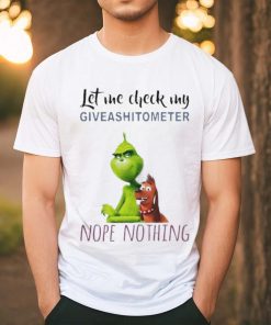 Top The Grinch And Max Let Me Check My Giveashitometer Nope Nothing T Shirt