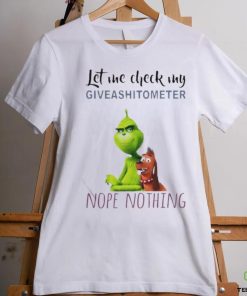 Top The Grinch And Max Let Me Check My Giveashitometer Nope Nothing T Shirt