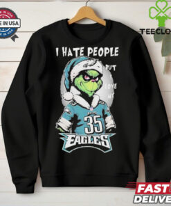 Top The Grinch I Hate People But I Love At Philadelphia Eagles Christmas 2024 T shirt